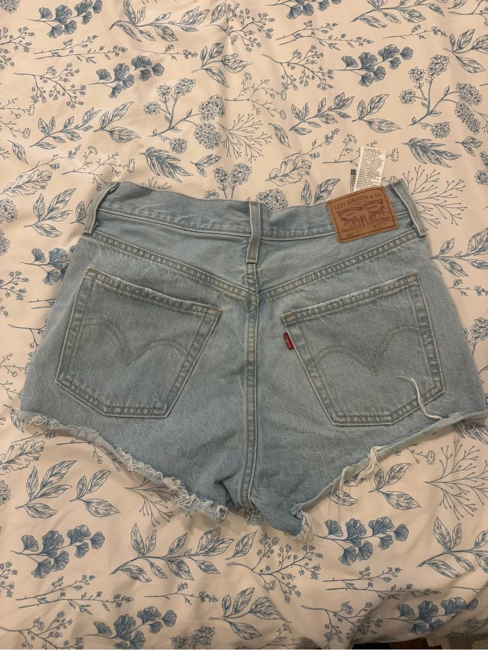 Levi's Light Blue Distressed Denim Cutoff Shorts